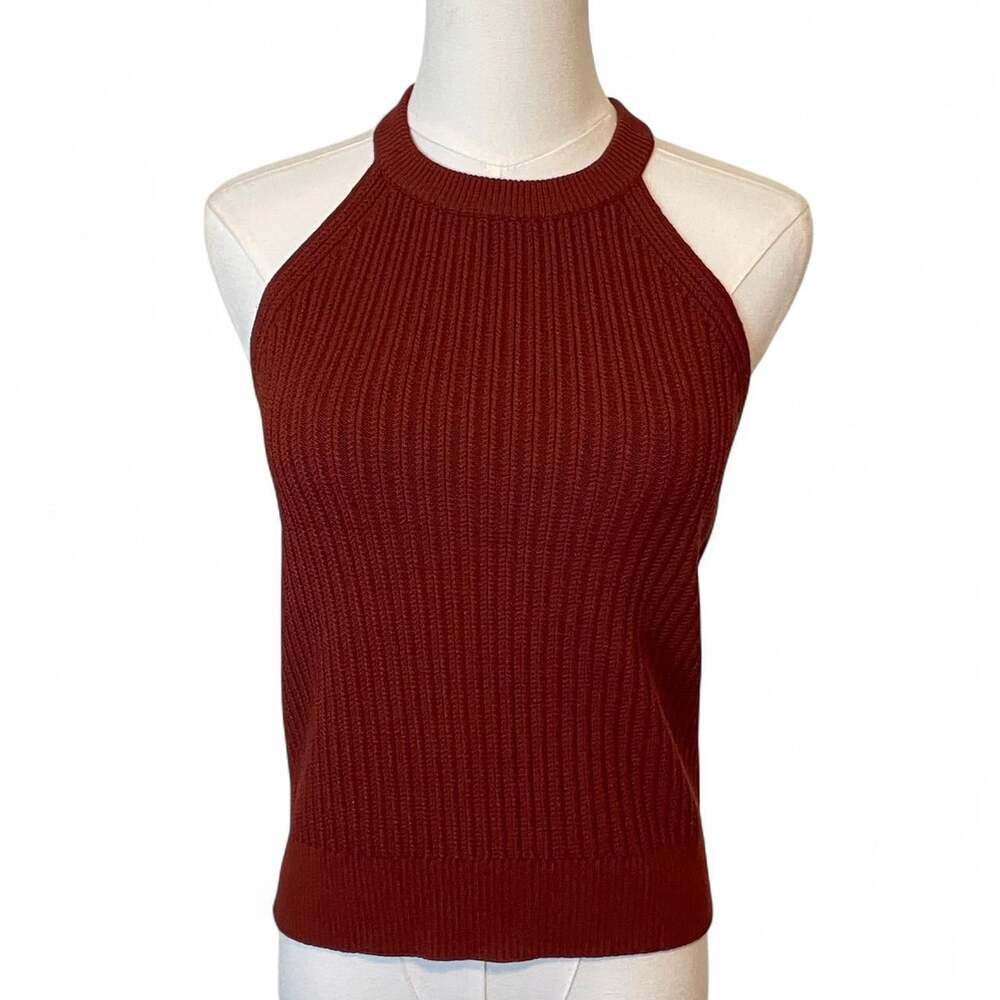 Theory Women's Orange and Burgundy Vest